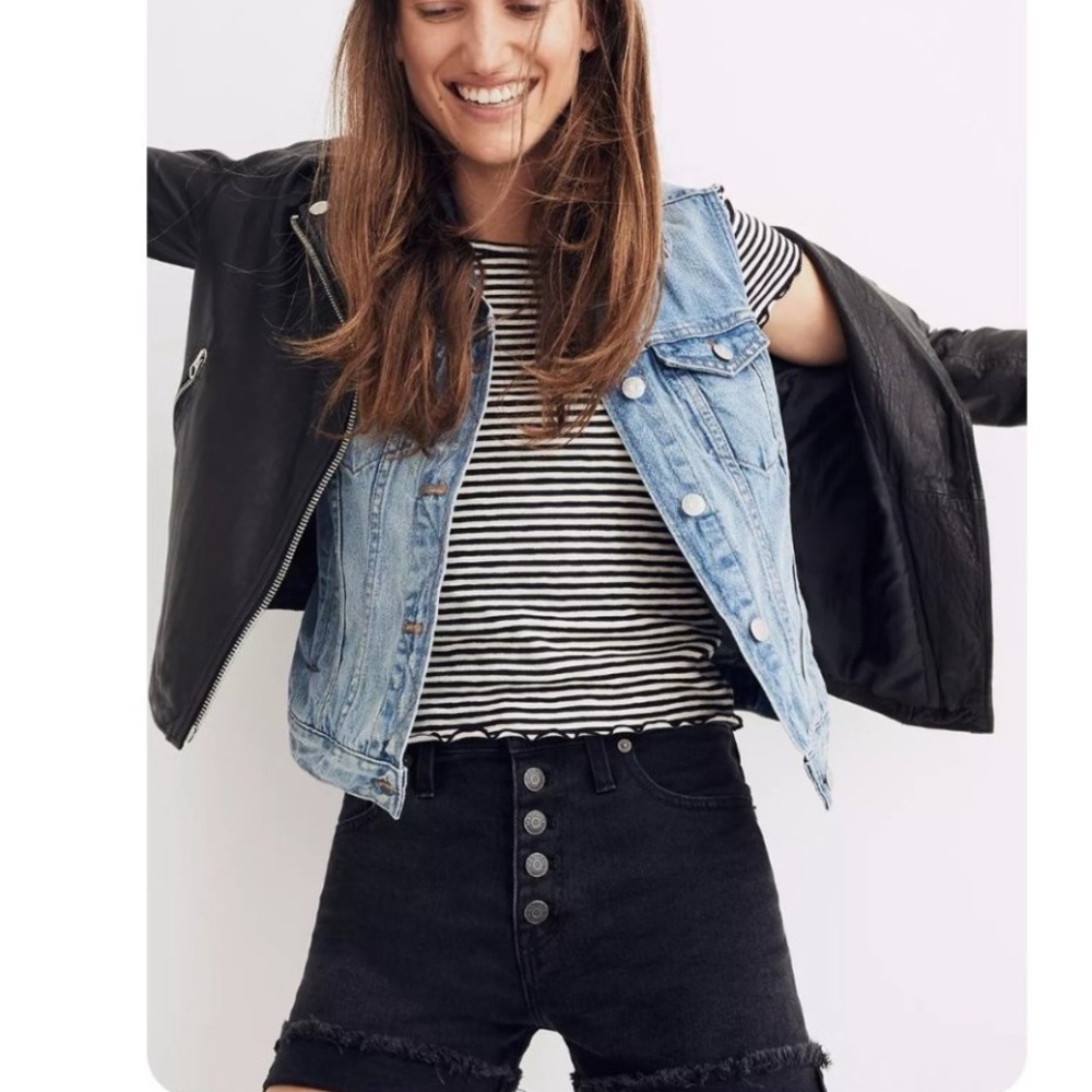 Madewell high-waisted frayed-hem jean shorts -will drop for closer clear out!